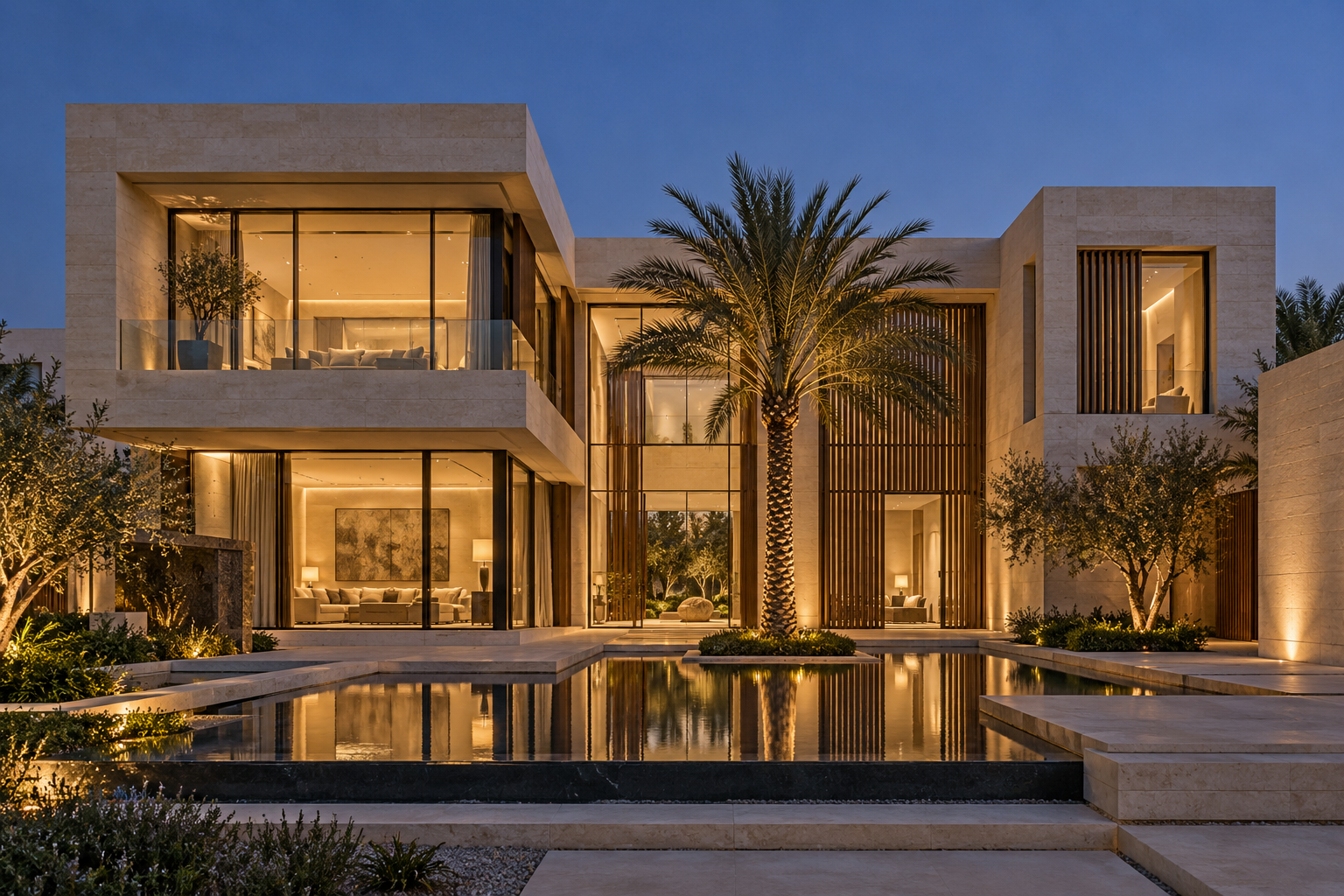 Contemporary palm courtyard villa — AI architectural concept